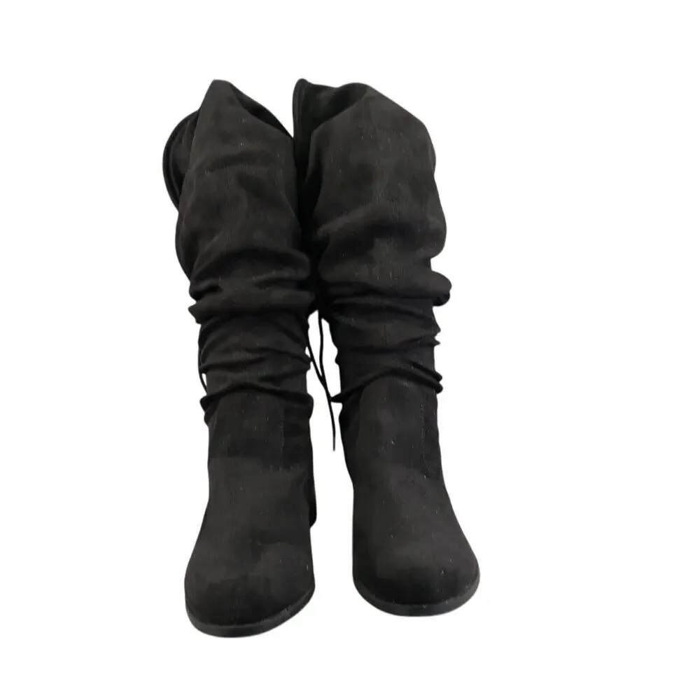 Charles David Shoes Women 7 Boots Fashion Over The Knee Gammon Pull On Tie Black